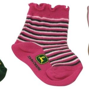 Pink 3 Pairs John Deere Girls Toddler Socks Size 12-24 Months